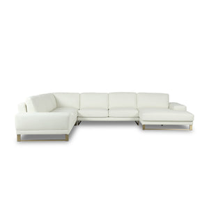 ラベンナLX　右コーナーソファ　幅377cm #SILT22 フロスホワイト（シルキーレザーテックス）