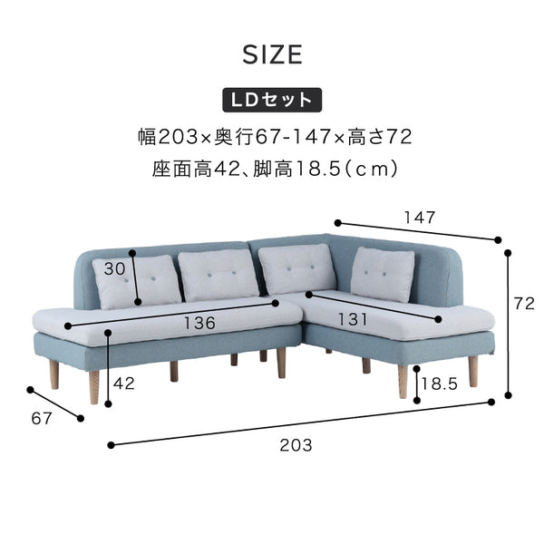 ※画像は左コーナーLDセットです。 #ソフトブルー #右コーナー