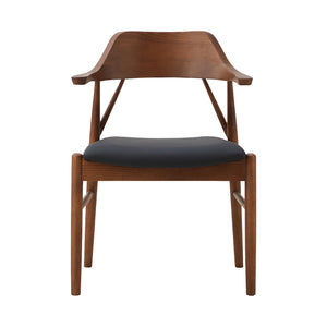 ロジャーⅢ ダイニングチェア ちょい肘 #ウォールナット色/合皮ブラック