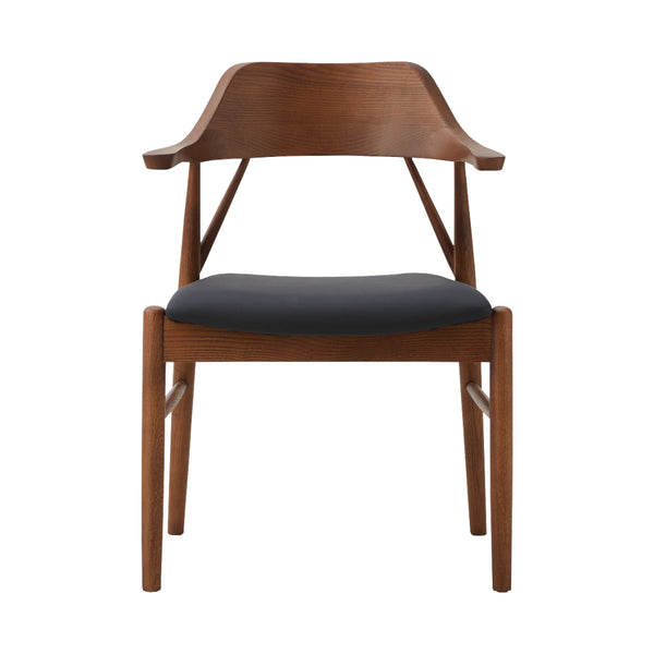 ロジャーⅢ ダイニングチェア ちょい肘 #ウォールナット色/合皮ブラック