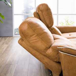 前にせり出すリクライニングなので、壁からの距離は約13cmと省スペースで設置可能。 #LT01 キャメル（レザーテックス アニリン）