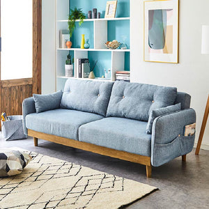 木脚がやさしい印象。北欧風デザインのおしゃれなソファベッドです。 #ブルー