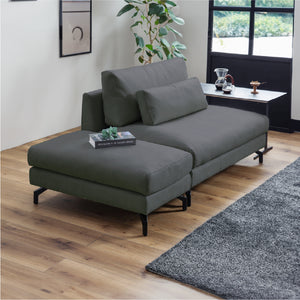 1.5人掛けソファ＋オットマン　PLT113モードグレー #PLT111 プラチナグレー（プライムレザーテックス）