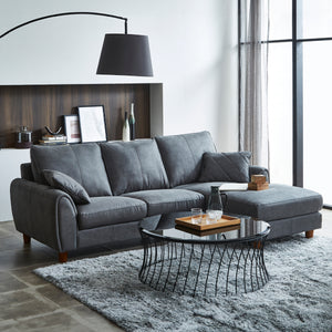 ステッチデザインが印象的なカウチソファ。※クッション2個付き。 #LT01 キャメル（レザーテックス アニリン）