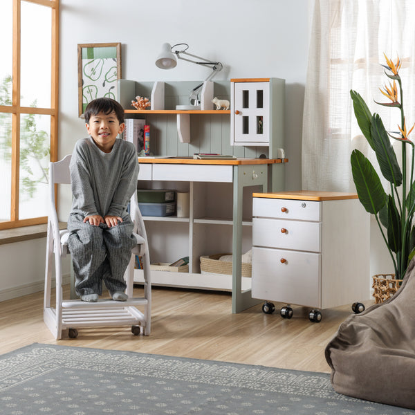 アリエル⑤ 学習チェア キャスターロック ランドセル収納 高さ調節可能 #背♡ / 座ピンク