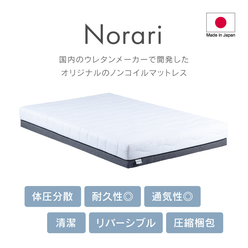 ノラリ マットレス 国産 ノンコイル 防ダニ 抗菌 防臭 圧縮梱包