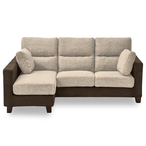 シンフォニー7 カウチソファ 幅198㎝ #ベージュ×ダークブラウン #木脚(角)：ブラウン