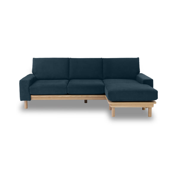 ルノ　カウチソファ　幅200cm #PLT101 ブルースター（プライムレザーテックス）