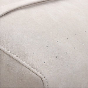 クッションの裏側下部分には空気孔があり、クッション内の空気を排出することでゆっくりと沈みます。 #PLT111 プラチナグレー（プライムレザーテックス）