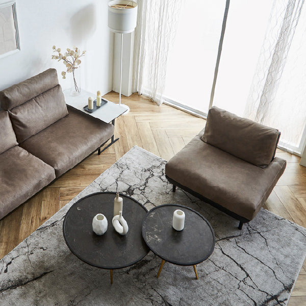 コスターナ　1人掛けソファ　幅90cm #PLT112 ヨーロピアングレー×ET82 ロイヤルブラック（プライムレザーテックス）