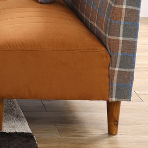 ラモーン コーナーソファ #背：チェック×座：キャメル #右コーナー