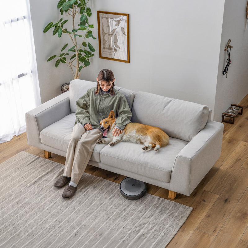 3人掛け ソファ フィナ ファブリック フルカバーリング クッション2個