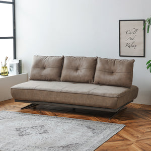 クッションは最大3個まで並べることができます(195cmソファの場合) #PLT111 プラチナグレー×PLT112 ヨーロピアングレー（プライムレザーテックス）