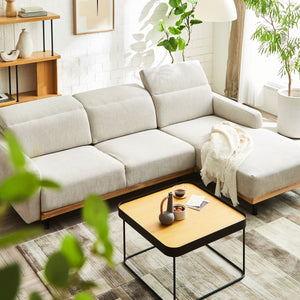 【別注】バレンナ　左カウチソファ　幅284cm #A41 カスタード（ファブリックAランク） #木部ブラウン