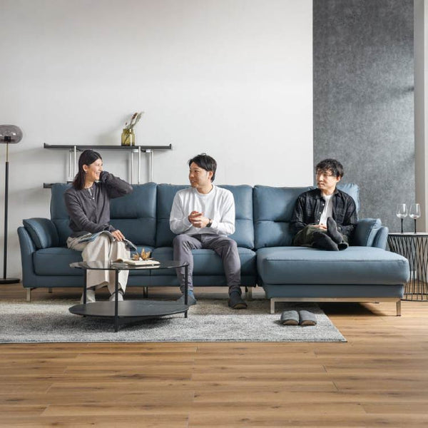 ブルーメ  カウチソファ 右 左 幅280cm ファインレザーテックス #左カウチ #ペールブルー