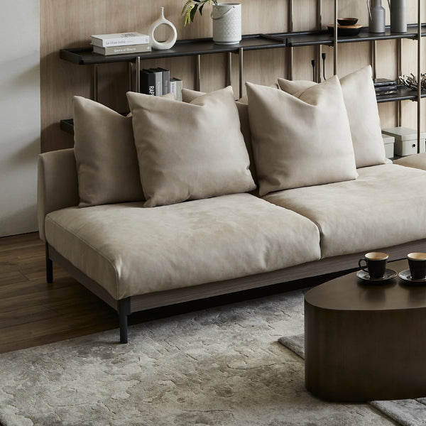 木目調のメラミンがアクセントの、洗練されたデザイン。 #PLT101 ブルースター（プライムレザーテックス）