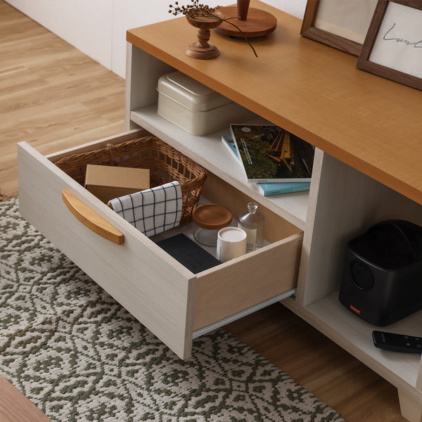 クック テレビボード #ホワイト/ナチュラル #幅118cm