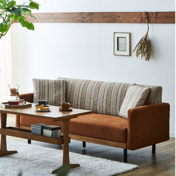 ラモーン 2.5人掛けソファ 幅170㎝ #背：チェック×座：キャメル