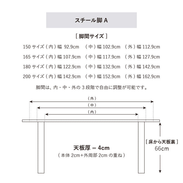 レスター ダイニングテーブル 幅200cm #オーク #スチールC脚 #オイル塗装