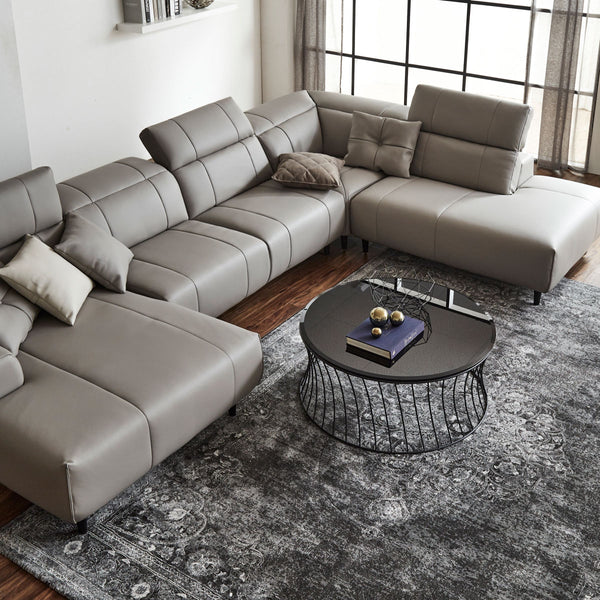 インぺリアLX　左コーナー右シェーズ　幅377cm #SILT21 スノーホワイト（シルキーレザーテックス） #シルキーレザーテックス