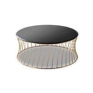 ブラス　強化ガラス（ヒートソーク加工） / ブラス脚（ステンレス） #ブラック