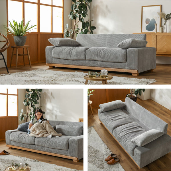 アイモ 3人掛けソファ 幅190cm ランバークッション付 #グレー