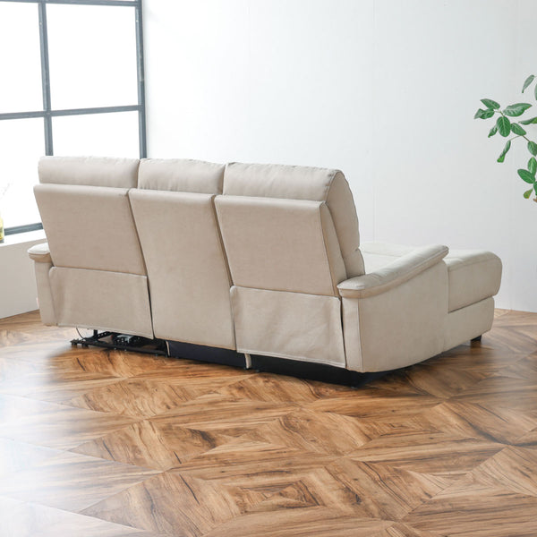 背面まで同じ素材で綺麗に仕上げているため、お部屋の中央にレイアウトすることができます。 #LT03 チャコールブラック（レザーテックス アニリン） #右カウチ