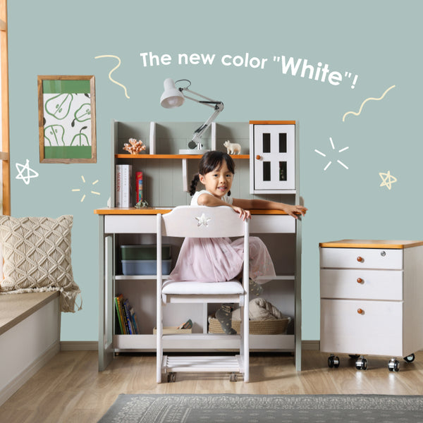 アリエル⑤ 学習チェア キャスターロック ランドセル収納 高さ調節可能 #背♡ / 座ピンク