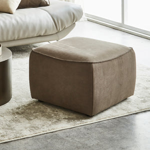 ドロテア　オットマン（L） #LT03 チャコールブラック（レザーテックス アニリン）