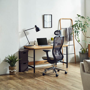 A03-E オフィスチェア  肘有 ヘッド有 #フレーム：ブラック / 座：オフブラック