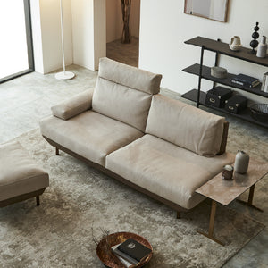 コスターナ　3人掛けソファ　ブロンズゴールド脚　幅198cm #PLT111 プラチナグレー×FLT02 シャドーグレージュ