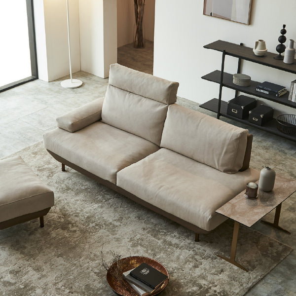 コスターナ　3人掛けソファ　ブロンズゴールド脚　幅198cm #PLT111 プラチナグレー×FLT02 シャドーグレージュ