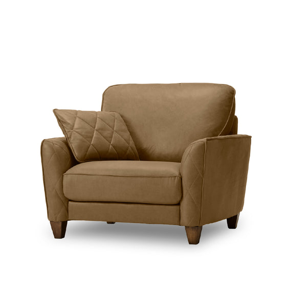 １人掛け / PLT109ミルキーベージュ 木脚 #LT01 キャメル（レザーテックス アニリン） #木脚