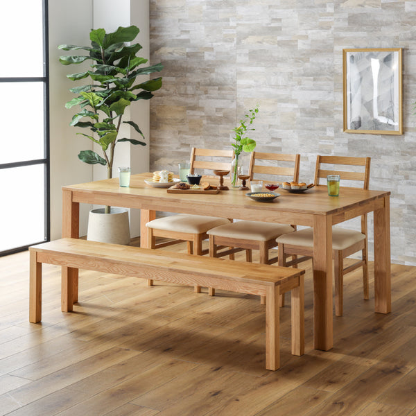 オーズ ダイニング5点ｾｯﾄ(DT幅180㎝/チェア×3脚 座面pvcアイボリー/ベンチ) #Default Title