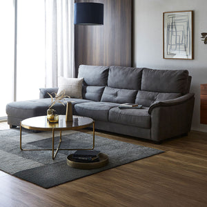 センプレ　右カウチソファ　幅241cm #LT01 キャメル（レザーテックス アニリン）