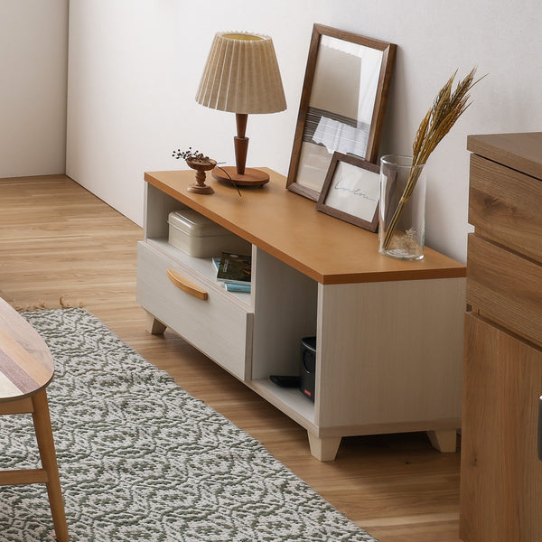 クック テレビボード #ホワイト/ナチュラル #幅118cm