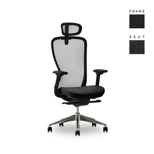 A03-E オフィスチェア  肘有 ヘッド有 #フレーム：ブラック / 座：オフブラック