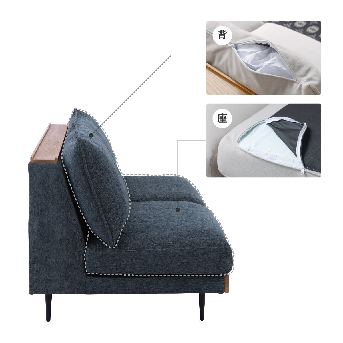 アリンコ アリシア 3人掛けソファ 幅180cm