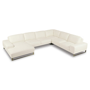 ラベンナLX　左コーナーソファ　幅377cm #SILT21 スノーホワイト（シルキーレザーテックス）