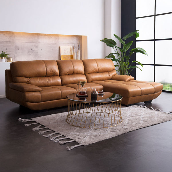 メーダ　左カウチソファ　幅279cm #PLT113 モードグレー（プライムレザーテックス）