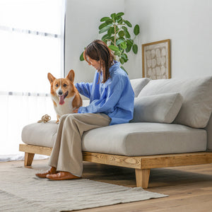 フラッフィル 3人掛けソファ 幅184cm スロープ付 ペット対応 カバーリング #ストーンホワイト