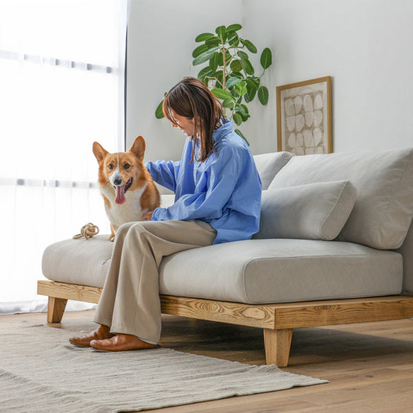 フラッフィル 3人掛けソファ 幅184cm スロープ付 ペット対応 カバーリング #ストーンホワイト