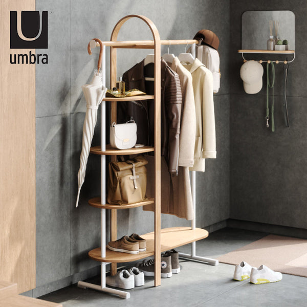 ◆ ベルウッド ガーメントラック 幅106cm アンブラ Umbra #ナチュラル × ホワイト #5段