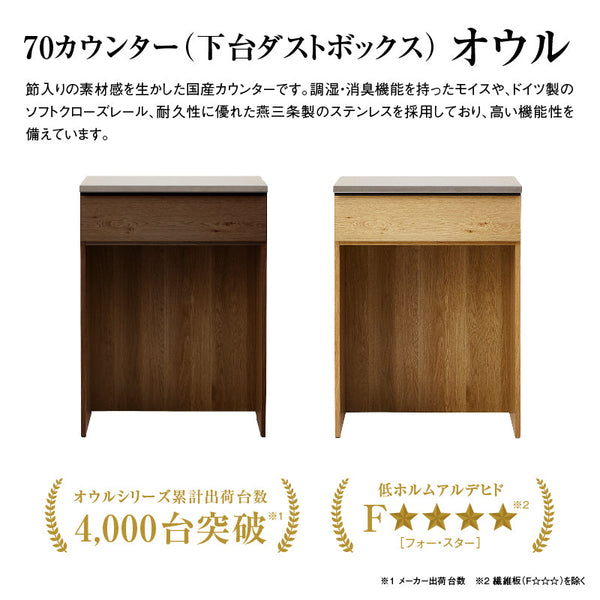 オウルⅡ カウンター 幅70cm 下台ダスト #ウォールナット