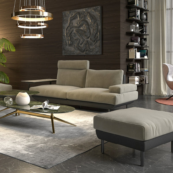 オプションでアームレストやヘッドレストの取り付けが可能です。 #PLT112 ヨーロピアングレー×ET82 ロイヤルブラック（プライムレザーテックス）