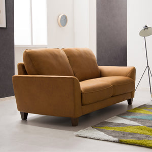 座面の高さは43cmと立ち上がりやすい低めの設計。 #LT01 キャメル（レザーテックス アニリン）