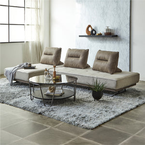 オットマン / 幅90サイズ / 幅180サイズ / 背クッション×３ #PLT102 インディーブルー（プライムレザーテックス）