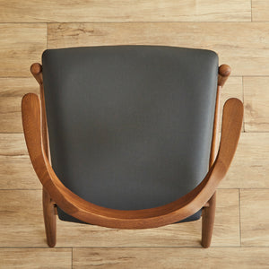 ロジャー ダイニングチェア ちょい肘 #ブラック色×合皮ブラック