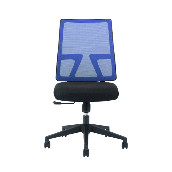 ショット オフィスチェア 肘無 昇降式 #ブルー