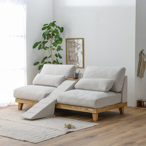 フラッフィル 3人掛けソファ 幅184cm スロープ付 ペット対応 カバーリング #ストーンホワイト